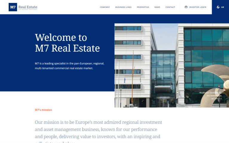screenshot of M7 Real Estate homepage